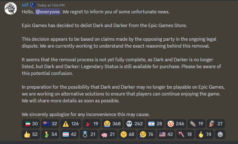 Epic下架韩国游戏《Dark and Darker》 疑涉嫌偷窃代码