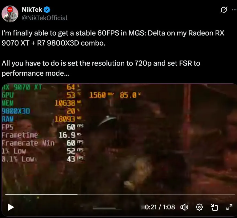 《合金装备3：重制版》RTX5090测试 4k最高画质难稳60帧