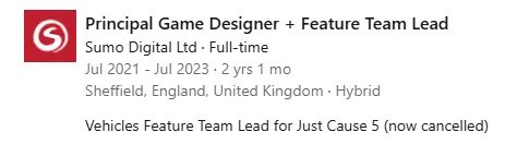 《正当防卫5》曾由SumoDigital开发 但项目已遭取消