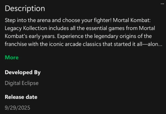 Xbox背锅！《真人快打遗产收藏》发售日期曝光