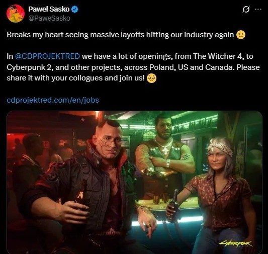 CDPR对Xbox被裁员工表示同情：来我这参与《巫师4》开发工作