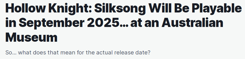 《空洞骑士：丝之歌》被选为ACMI参展游戏 9月提供试玩