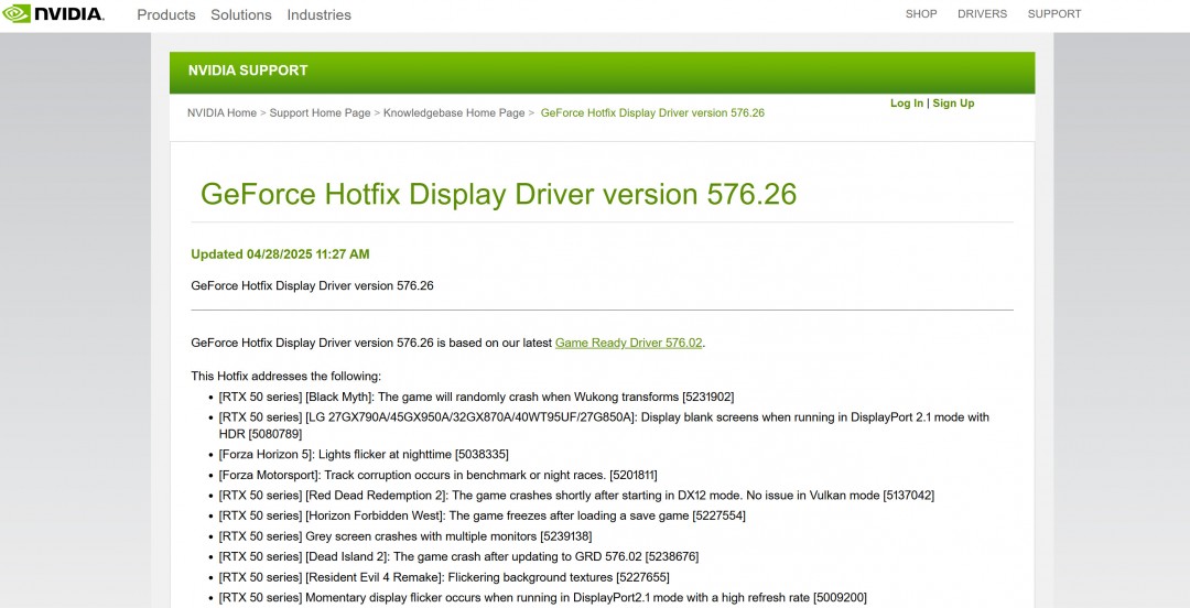 英伟达新热修复驱动发布 修复《黑神话》悟空变身就崩溃问题