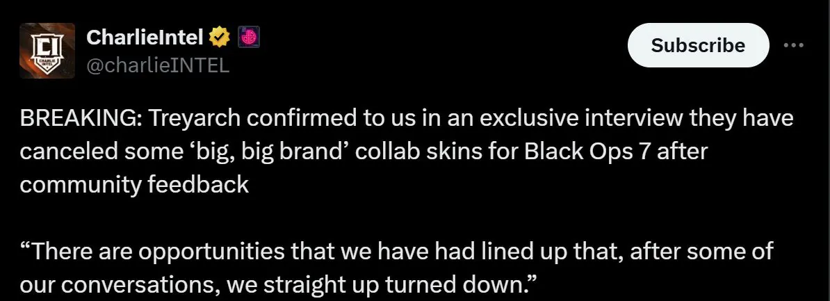 为了玩家！《使命召唤：黑色行动7》拒绝大量品牌联动内容