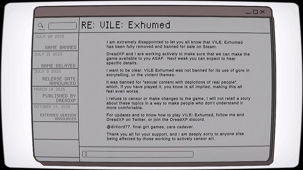 “这是对审查制度的反击” 被Steam下架的恐怖游戏免费发布