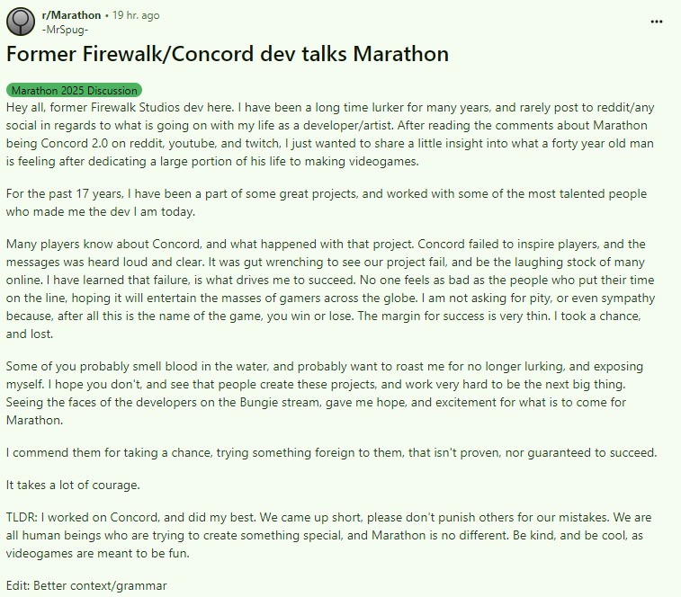 前星鸣特攻开发者力挺《马拉松》：给Bungie一个机会