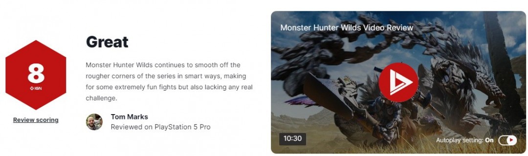 《怪物猎人:荒野》IGN评8分 战斗有趣但缺乏真正挑战