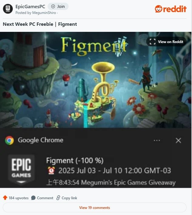 Epic喜加一泄露：下周将免费赠送《Figment》与《背包英雄》两款独立佳作