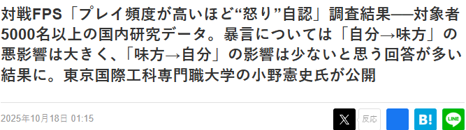 最新电竞FPS游戏玩家意识调查 自己愤怒影响远大于队友愤怒