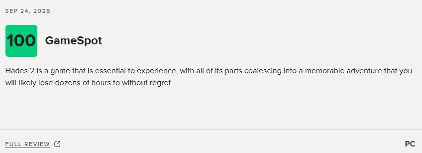 还有高手！《哈迪斯2》媒体均分94分：令人敬佩的作品！