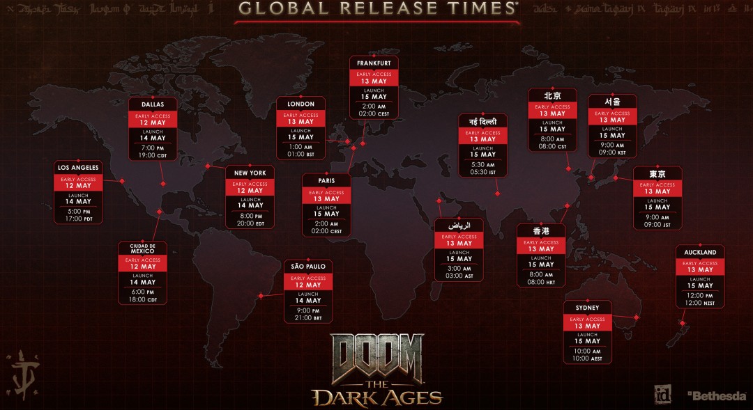 《毁灭战士：黑暗时代》全球各地解锁时间曝光