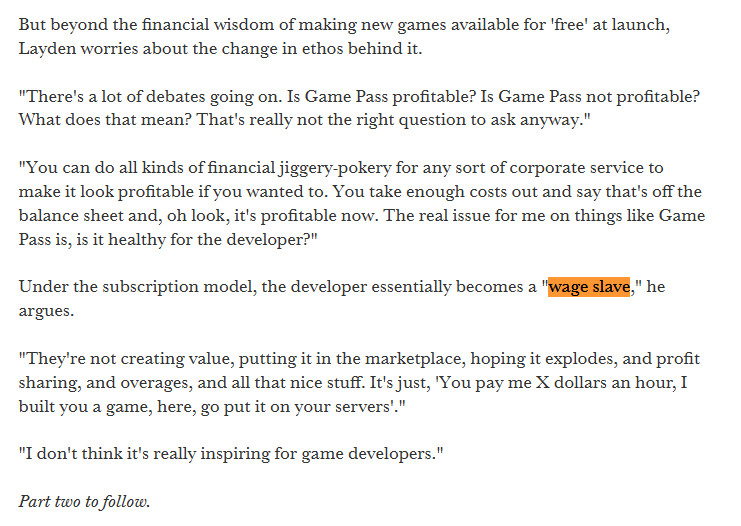 前PS高管痛批Game Pass：让开发商变成工资奴隶