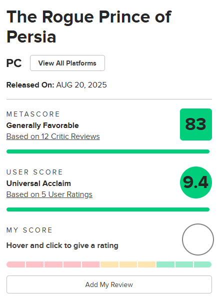 均分83！育碧肉鸽游戏《波斯王子：Rogue》现已发售