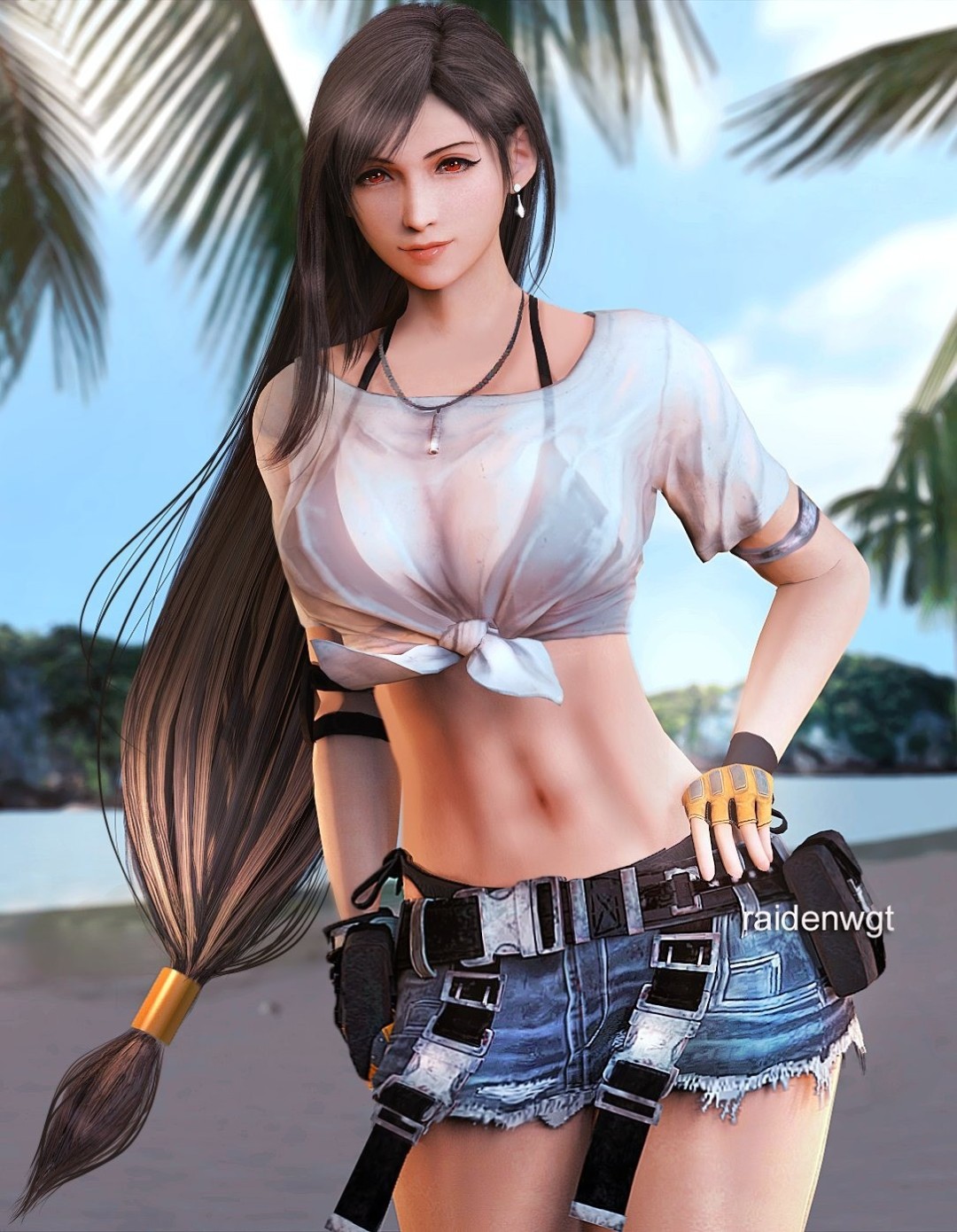 《最终幻想7》蒂法新3D美图 穿其他女角服装不违和