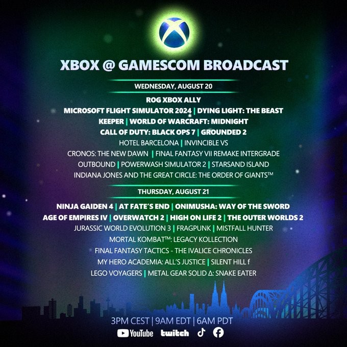 Xbox公布科隆游戏展2025完整阵容 两日发布会大作云集！