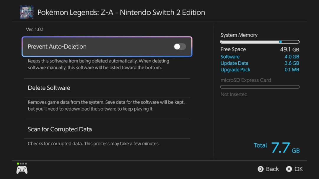《宝可梦传说 Z-A》已开放预载 Switch2版容量7.7GB