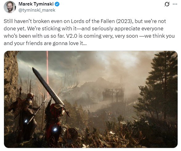 《堕落之主》发售至今仍未回本 会继续努力更新