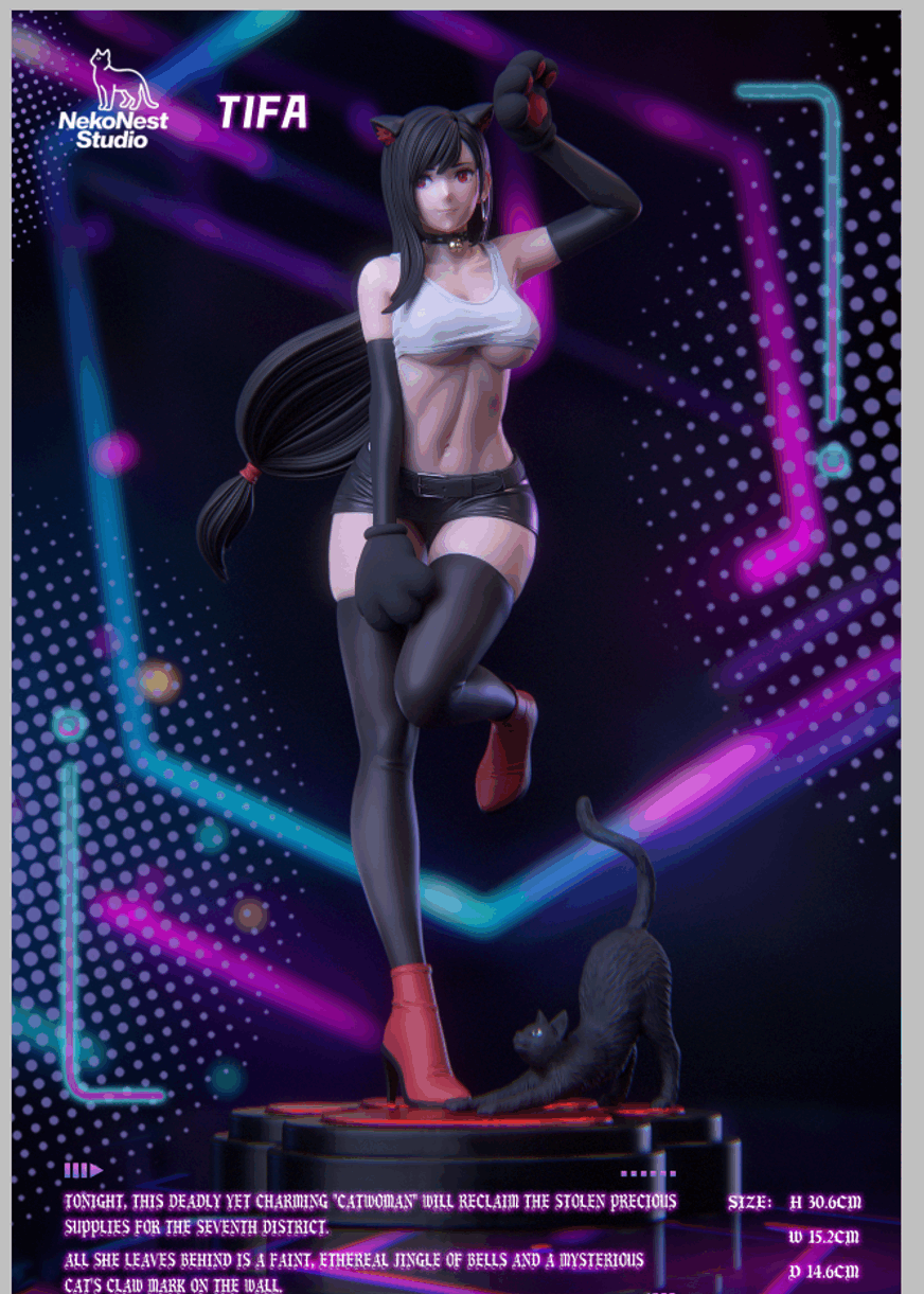 可爱猫娘！《最终幻想7》1/6蒂法雕像欣赏！