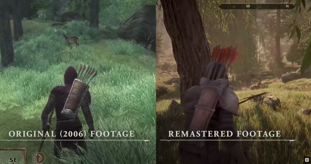 《上古卷轴4：重制版》公布 2006原版和2025年复刻版画面对比
