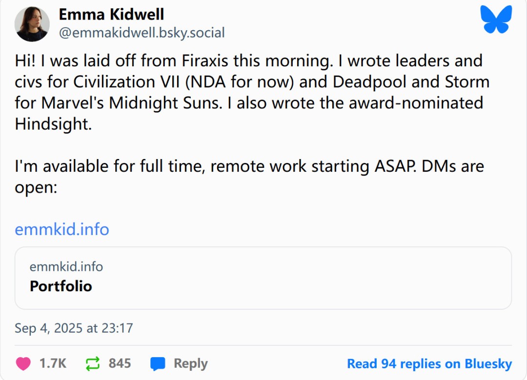《文明7》反响不佳 开发商Firaxis Games被2K裁员
