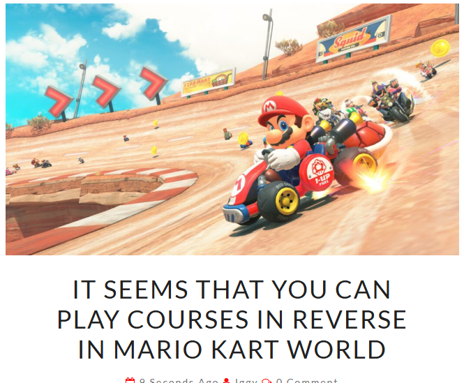 细心玩家称发现《马里奥赛车：世界》有反向赛道设定