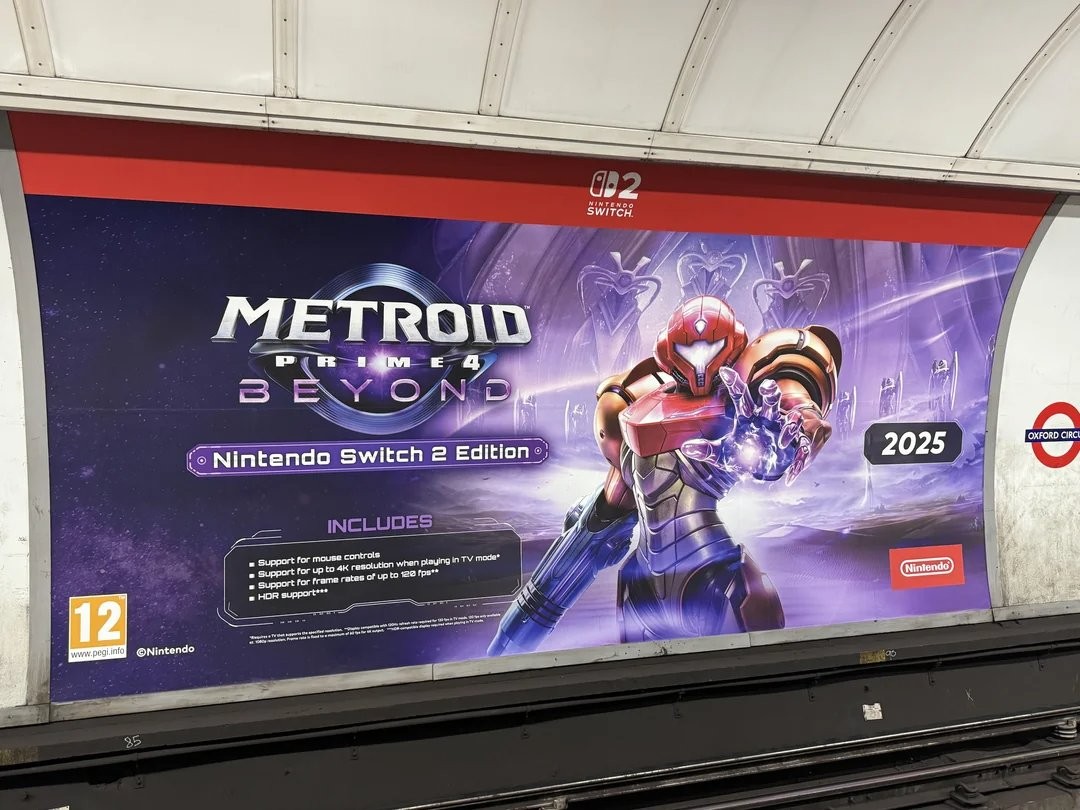 任天堂更换伦敦地铁广告 《银河战士Prime 4》发售日改正为“2025”