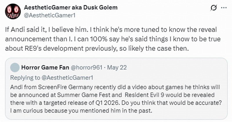 曝《生化危机9》将在夏日游戏节亮相 2026年一季度推出