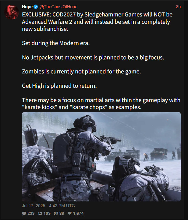《使命召唤2027》将引入全新子系列 玩法侧重武术