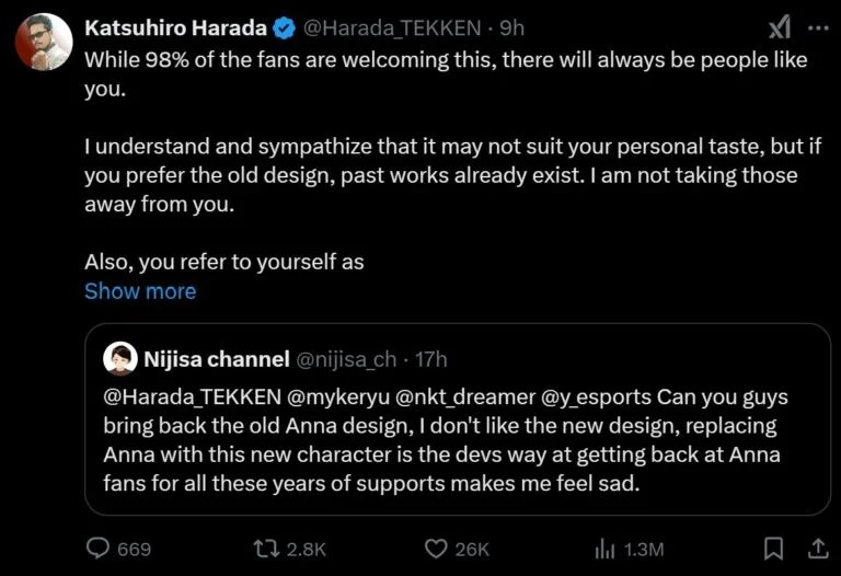 《铁拳》粉丝不满安娜回归形象 反遭制作人怒批