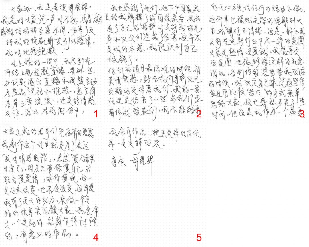 玩家纷纷差评退款 《情感反诈模拟器》导演手写信道歉