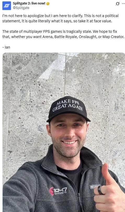 《分裂之门2》开发商CEO澄清：帽子不代表政治声明
