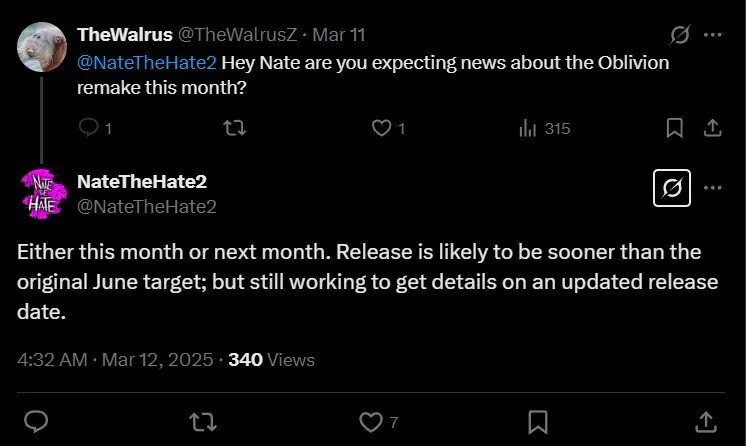 曝《上古卷轴4》重制版将在6月前推出 真令人兴奋