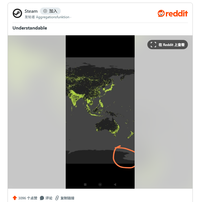 玩家晒Steam全球玩家分布图引热议 南极洲亮点很瞩目