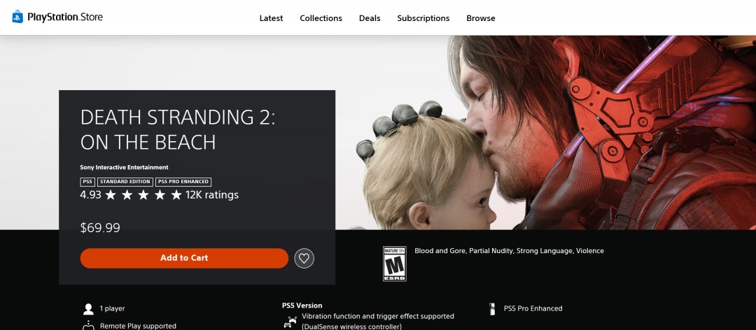 《死亡搁浅2》PSN用户评分4.93分 目前PSN上最高