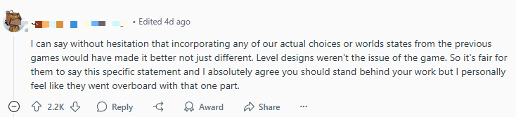 《龙腾世纪：影障守护者》前开发者回应争议：不可能更好了！