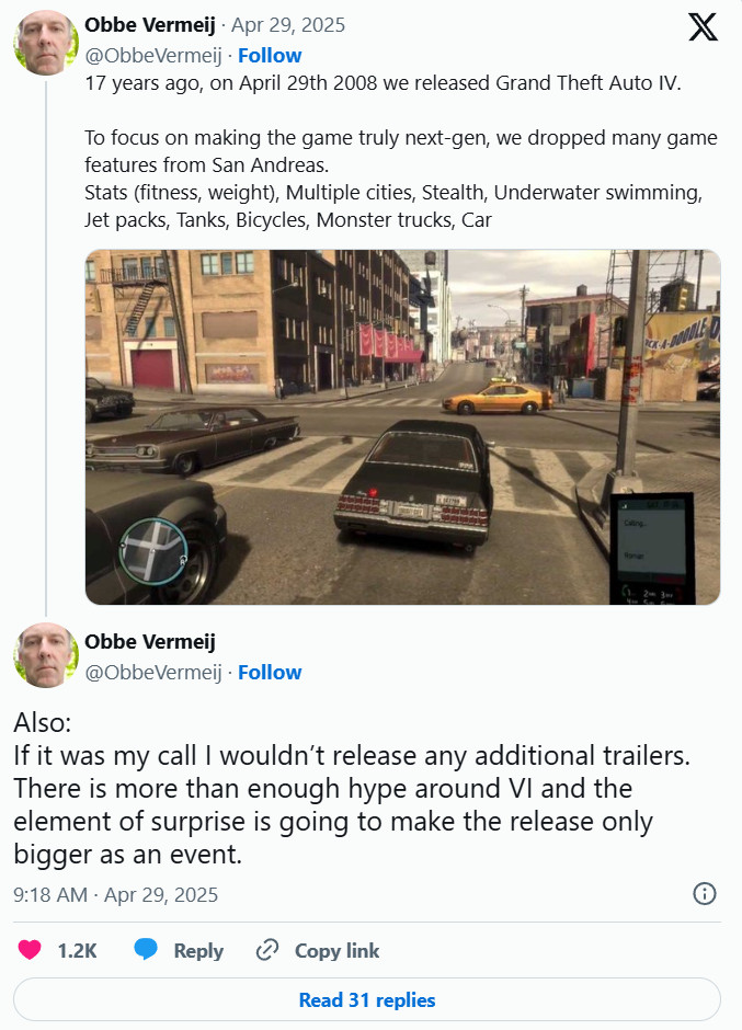 R星前员工：《GTA6》根本不需要新预告 保持神秘感更好