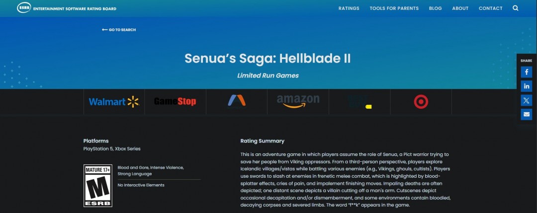 《地狱之刃2》将推出实体版 与PS5版同步发售