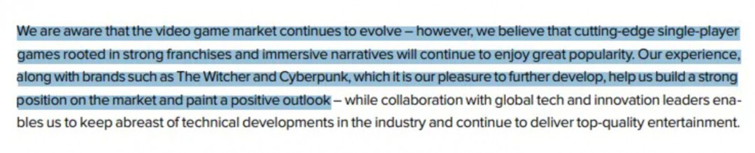 CDPR表示不会停止开发单人游戏 需求永远会有