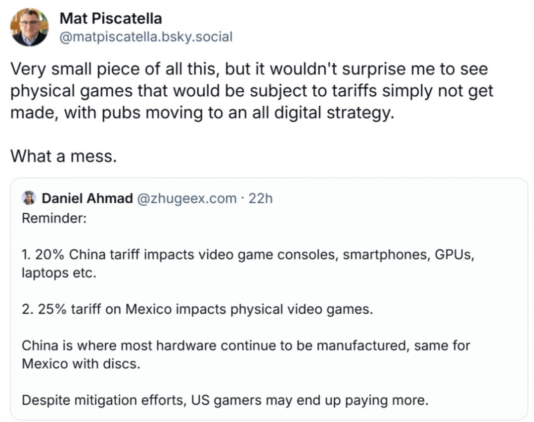 特朗普关税将深度影响主机和实体游戏的未来
