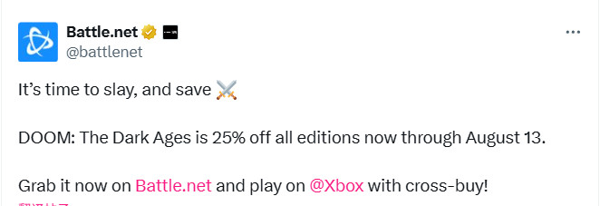 《毁灭战士：黑暗时代》全版本降价25%促销 Steam国区261元