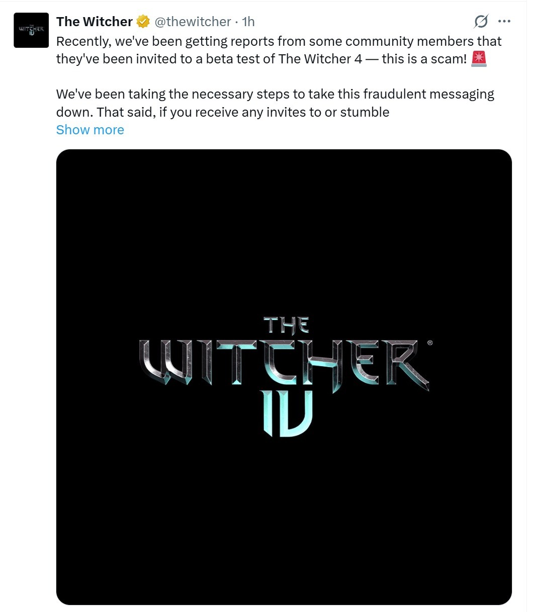 CDPR警告：网上《巫师4》Beta测试邀请函是骗局