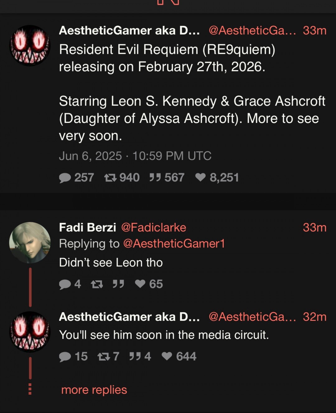 《生化危机9》主角将是里昂和格蕾丝·阿什克罗夫特