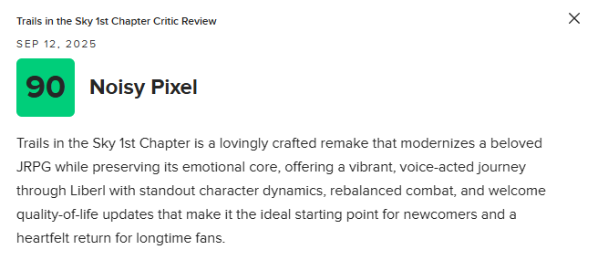 《空之轨迹 the 1st》MC开分88分：新老玩家均值得一试！