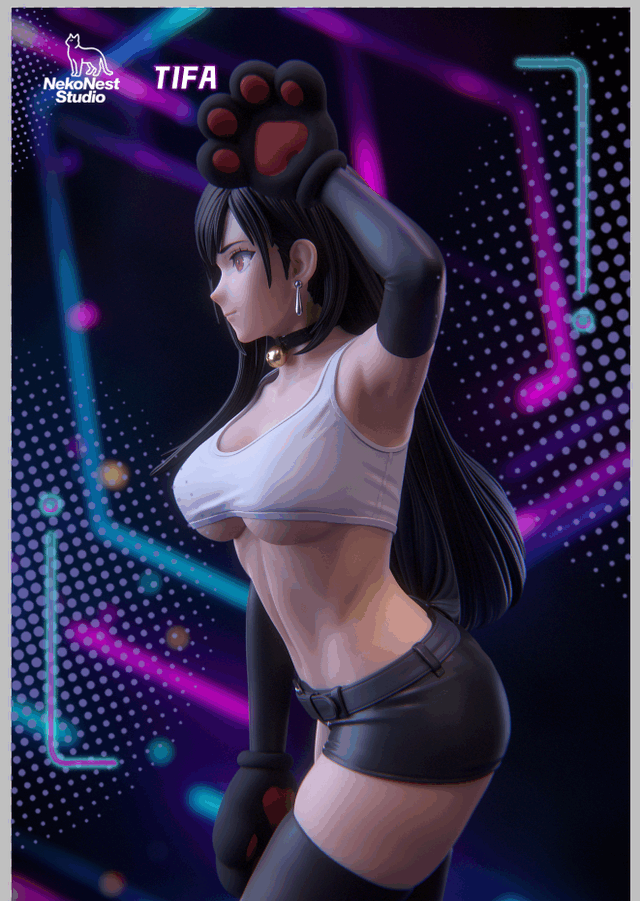 可爱猫娘！《最终幻想7》1/6蒂法雕像欣赏！