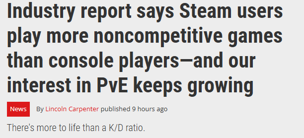 百万玩家调查数据 Steam近六成玩家偏爱PvE游戏