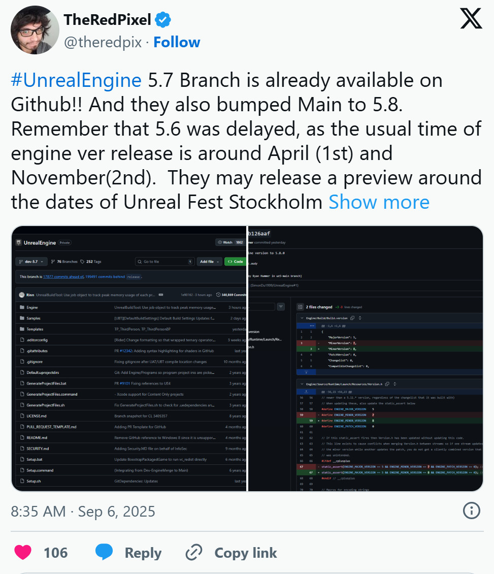 虚幻引擎即将推出5.7版本 已上线GitHub