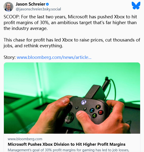 大手笔收购后的反噬？传微软强迫Xbox利润率达30%