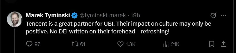 《堕落之主》CEO赞美腾讯 称育碧与腾讯合作未来可期