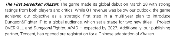 《第一狂战士：卡赞》未达销售预期 Nexon称无碍IP战略布局