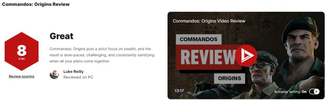 《盟军敢死队：起源》IGN评8分 完成挑战有成就感